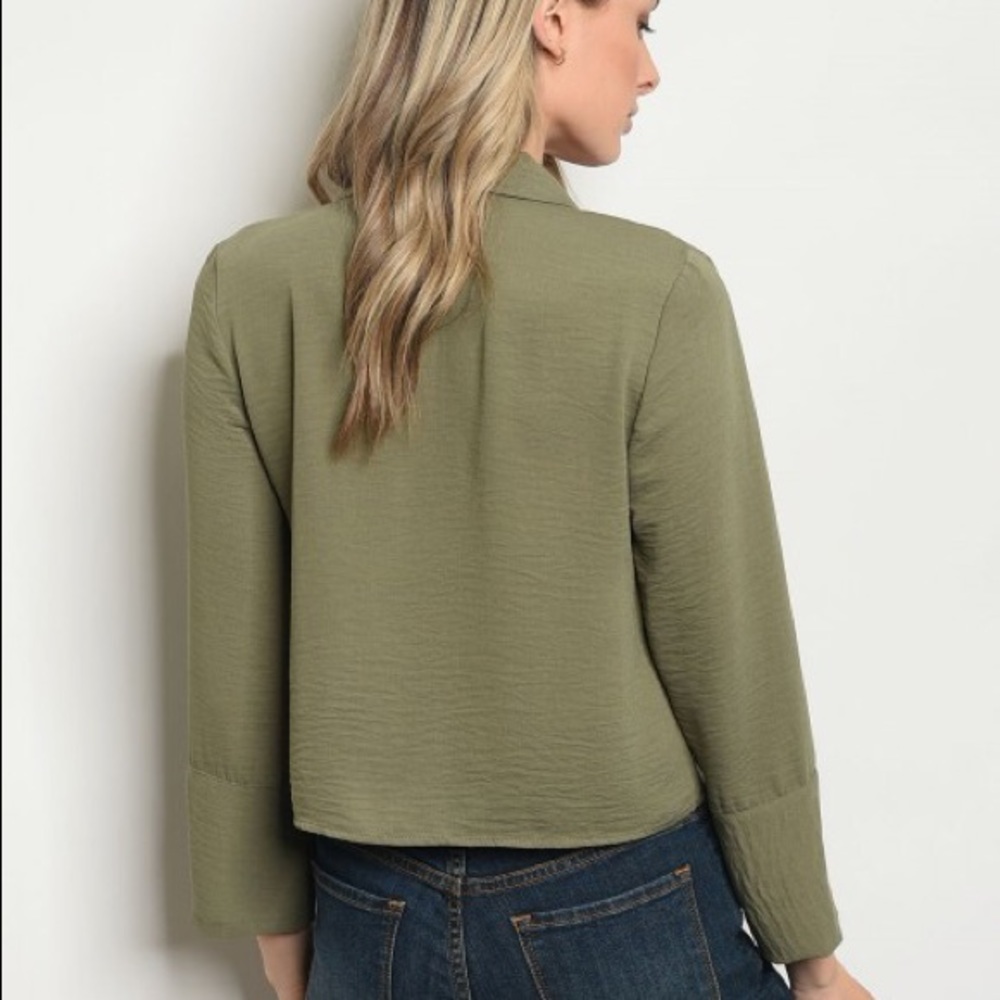  Olive Tie Up Top - Picture 3 of 5